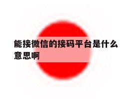 能接微信的接码平台是什么意思啊