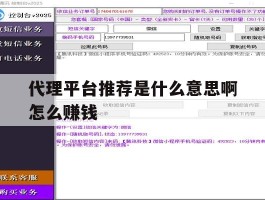 代理平台推荐是什么意思啊怎么赚钱