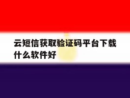 云短信获取验证码平台下载什么软件好