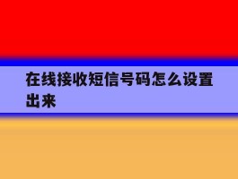 在线接收短信号码怎么设置出来