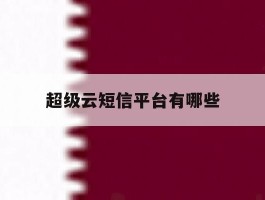 超级云短信平台有哪些