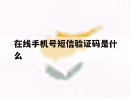 在线手机号短信验证码是什么