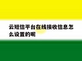 云短信平台在线接收信息怎么设置的呢的简单介绍