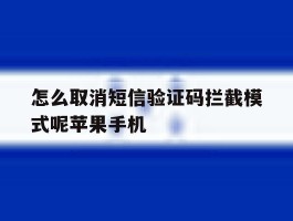 包含怎么取消短信验证码拦截模式呢苹果手机的词条