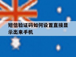 短信验证码如何设置直接显示出来手机