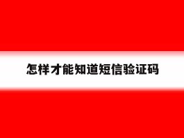怎样才能知道短信验证码
