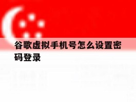 谷歌虚拟手机号怎么设置密码登录