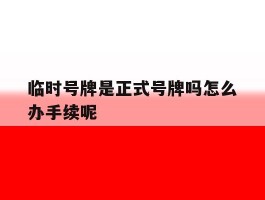临时号牌是正式号牌吗怎么办手续呢