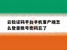 云验证码平台手机客户端怎么登录账号密码忘了的简单介绍