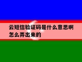 云短信验证码是什么意思啊怎么弄出来的