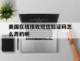 美国在线接收短信验证码怎么弄的啊