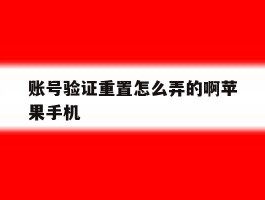 账号验证重置怎么弄的啊苹果手机