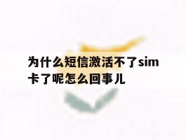 包含为什么短信激活不了sim卡了呢怎么回事儿的词条
