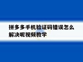 拼多多手机验证码错误怎么解决呢视频教学的简单介绍