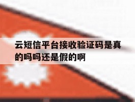关于云短信平台接收验证码是真的吗吗还是假的啊的信息