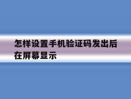 怎样设置手机验证码发出后在屏幕显示