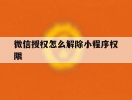 微信授权怎么解除小程序权限