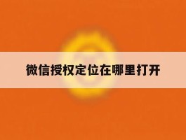 微信授权定位在哪里打开