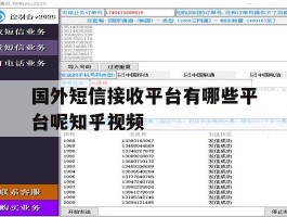 关于国外短信接收平台有哪些平台呢知乎视频的信息