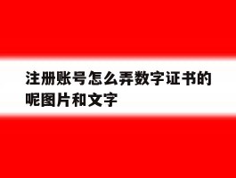 注册账号怎么弄数字证书的呢图片和文字