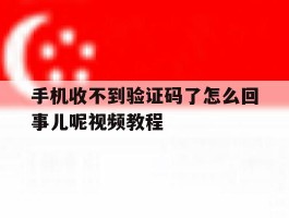 手机收不到验证码了怎么回事儿呢视频教程