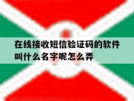 在线接收短信验证码的软件叫什么名字呢怎么弄