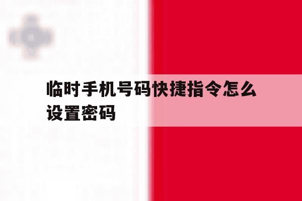 临时手机号码快捷指令怎么设置密码 临时手机号码快捷指令怎么设置密码