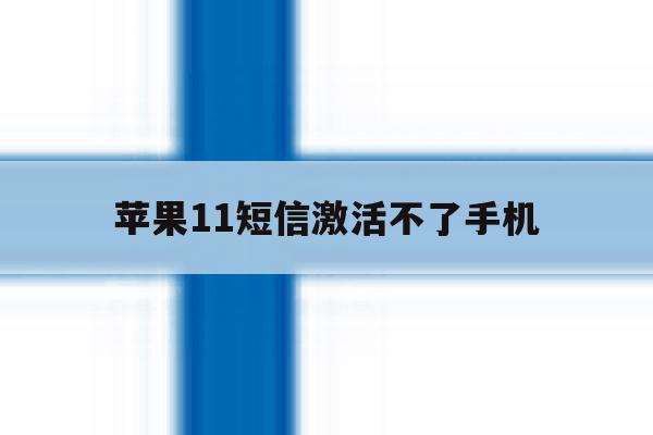 苹果11短信激活不了手机 苹果11短信激活不了手机