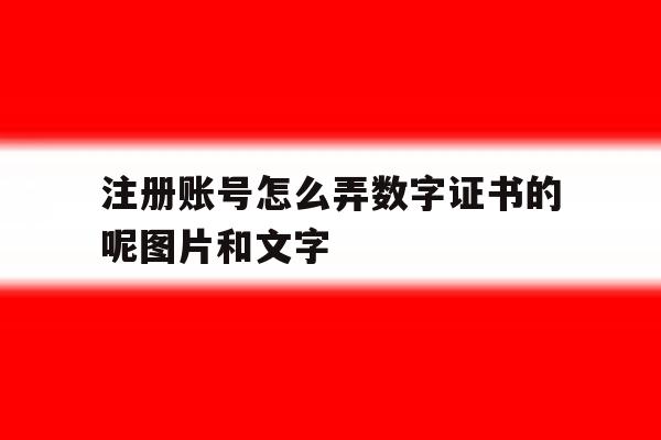 注册账号怎么弄数字证书的呢图片和文字